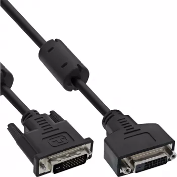 InLine DVI-D kabelis 24+1 M/F, Dual Link, 2 ferito šerdys, 3 m