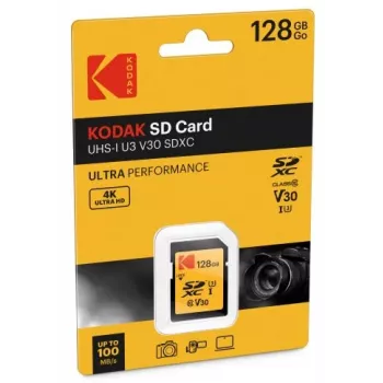Kodak - „Flash“ atminties kortelė - 128 GB - UHS 3 klasė / 10 klasė - 650x - SDXC UHS-I (EKMSD128GXC10HPRK)