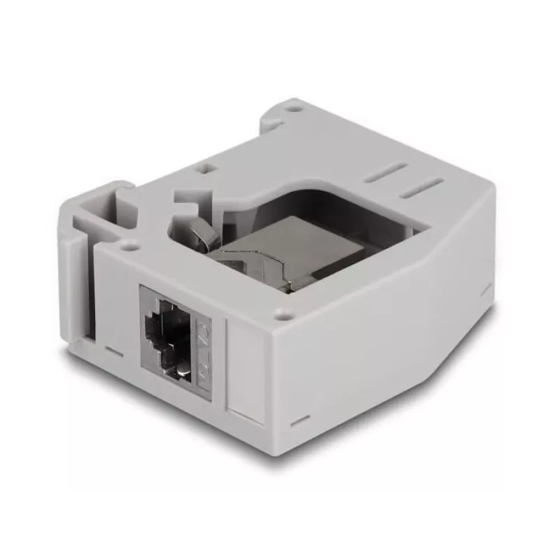 DeLOCK DIN bėgio adapteris RJ45 lizdas į RJ45 lizdą Cat.6A Pilka