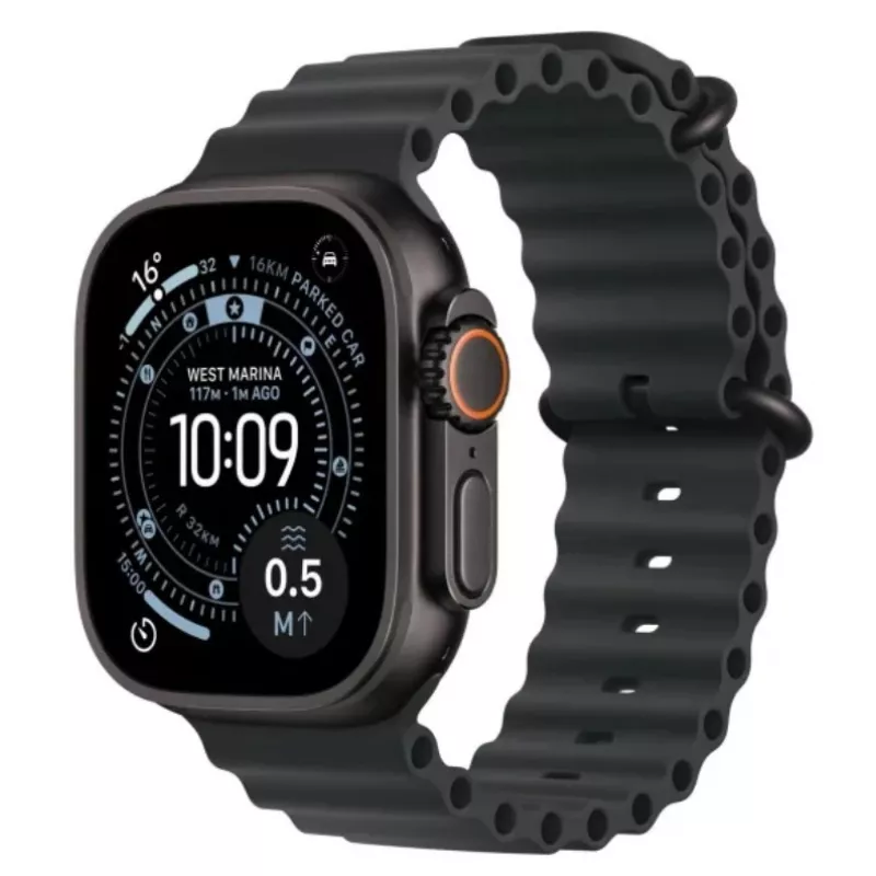 Išmanusis laikrodis Apple Watch Ultra 3 GPS + Cellular 49mm juodo titano korpusas su juoda vandenyno juostele