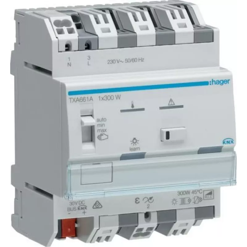 HAGER TXA661A Dimmer KNX easy, 1 kanalas 300 W, universalus (TXA661A)