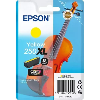 Epson 250XL Violin Claria Photo HD originali didelės (XL) išeigos geltona rašalo kasetė, 1 vnt., 8.9 ml