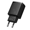 Vidinis USB greitasis įkroviklis Baseus CCXJ-B01 – 2 prievadai (USB-C PD 20W + USB-A QC3.0 18W), 100–240 V, juodas