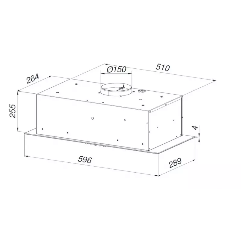 Integruojamas gartraukis MAAN Ares M 60, 596×289 mm, metalinis (aliuminio) riebalų filtras, 570 m³/h, 54–65 dB