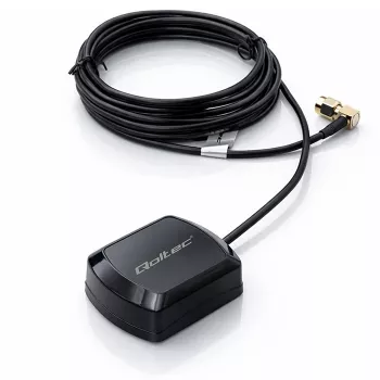 Išorinė GPS/GLONASS antena QOLTEC 28 dBi 50 W su SMA stačiu kampu jungtimi