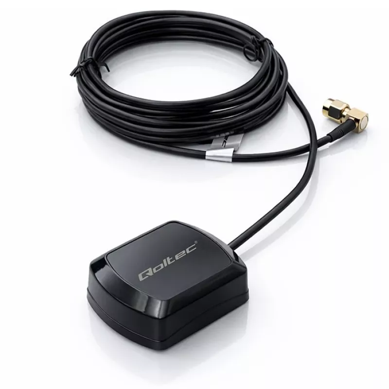 Išorinė GPS/GLONASS antena QOLTEC 28 dBi 50 W su SMA stačiu kampu jungtimi
