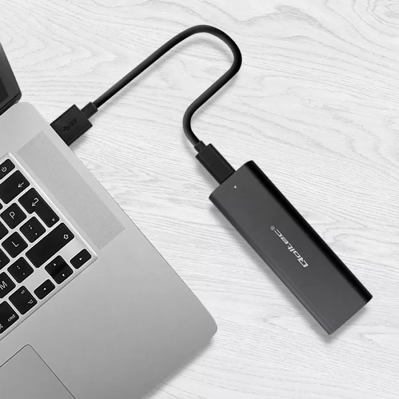 SSD korpusas QOLTEC 50312 Juodas vienam M.2 SATA diskui, USB Type-C (USB 2.0 / 3.2 Gen 1)