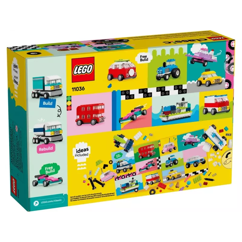 LEGO Classic kūrybinės transporto priemonės – spalvingų automobilių modelių rinkinys su policijos automobilio žaislu ir 11023 klasikine žalia pagrindo plokšte 32x32, skirta pievos statybai