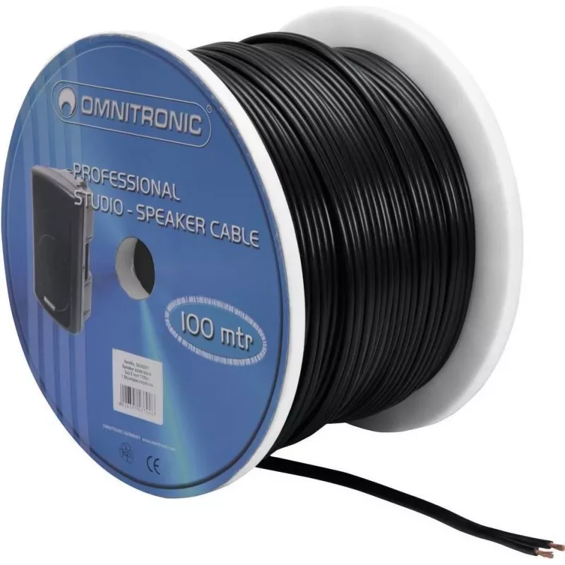 Garsiakalbio kabelis Omnitronic 30300511, 2x2,5 mm², 100 m, juodas