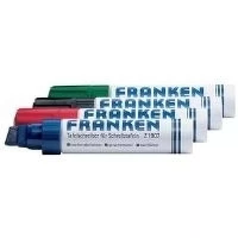 Marker Franken JumboMarker 4 vnt. Plokščias antgalis Juoda Mėlyna Žalia Raudona