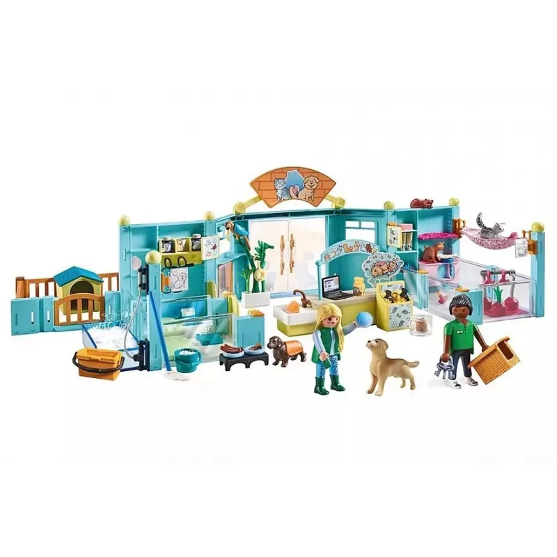 PLAYMOBIL žaidimų rinkinys My Life 71742 Gyvūnų viešbutis su figūrėlėmis – žaidimų rinkinys su viešbučio pastatu ir gyvūnų figūrėlėmis