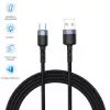 Duomenų kabelis Tellur USB į Type-C LED nailoninis pintas 1,2 m juodas