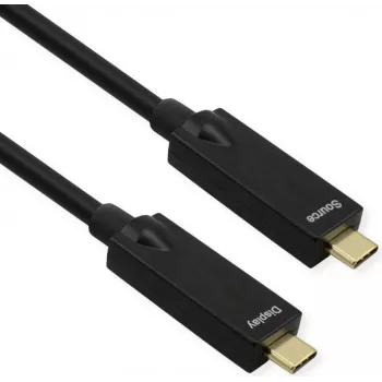 ROLINE USB 3.2 Gen 2 laidas, AOC, C-C, ST/ST, 10Gbit/s, 4K60Hz, PD (Power Delivery) 60W, juodas, 15 m