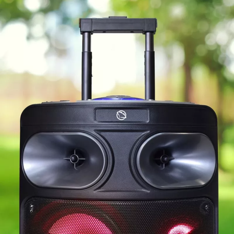Nešiojamasis Bluetooth karaoke garsiakalbis MANTA SPK0803B140 140 W, maitinamas baterijomis, MIC/USB/microSD, FM, ekvalaizeris, ratukai