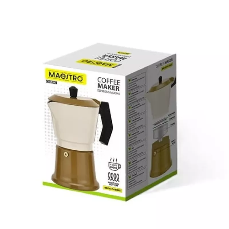 Ant viryklės statomas espreso virimo aparatas Maestro MR-1657-6-BEIGE aliuminis 6 puodeliams