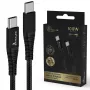 Extralink Smart Life Braided USB Type-C kabelis 100W, USB Type-C į Type-C, 2m, juodas, 480 Mbps, 20V 5A
