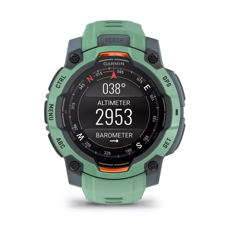 Garmin Instinct 3 AMOLED 3,05 cm (1,2) 45 mm Skaitmeninis 390 x 390 pikselių Jutiklinis ekranas Žalias GPS (palydovinis)