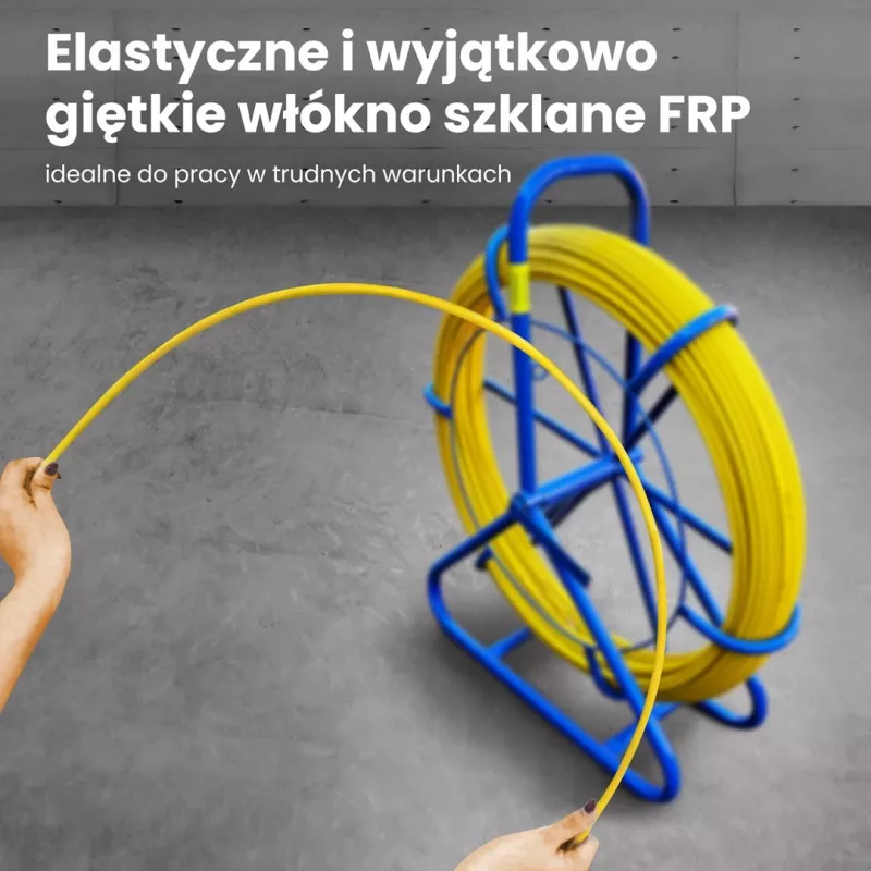 Extralink Rodder 3.8mm 75m | Kabelio traukimo strypas | Stiklo pluošto FRP, skersmuo 3.8 mm, ilgis 75 m, geltonas