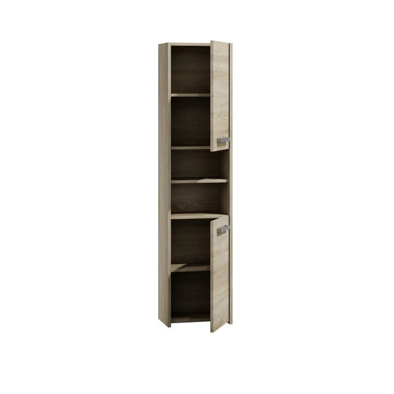 Vonios spintelė top e shop S40 SONOMA — Ąžuolo spalvos rėmas, laisvai pastatoma, 6 lentynos, 400×300×1700 mm