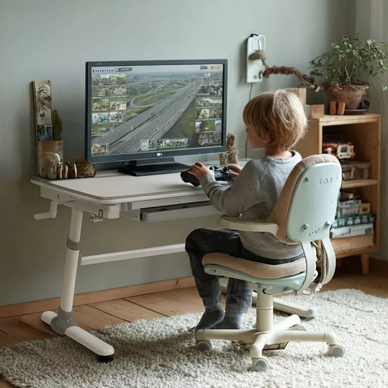 Ergo Office vaikiškas ergonominis reguliuojamo aukščio stalas, pilkas, maks. 100 kg, ER-417 2cz