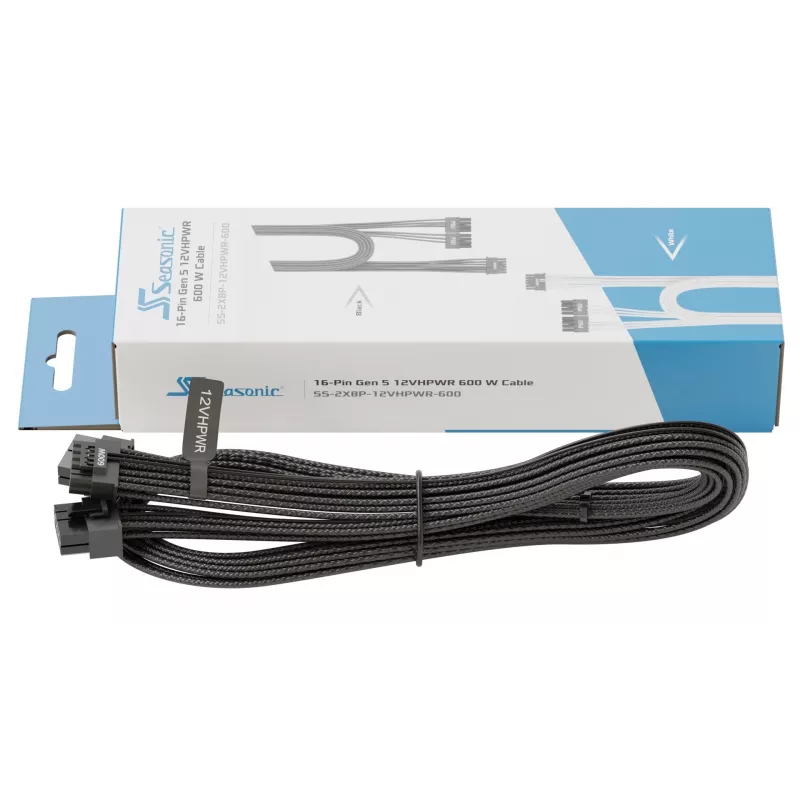 Adapterio kabelis SEASONIC NESE-165 12VHPWR PCIe 5.0 juodas GPU maitinimo prijungimui