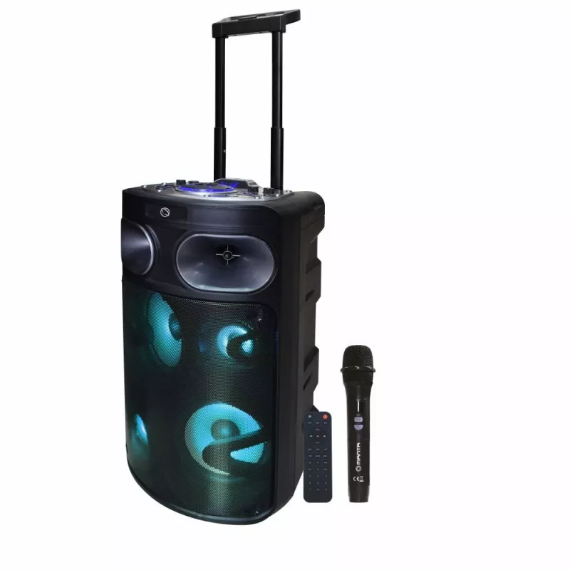 Nešiojamasis Bluetooth karaoke garsiakalbis MANTA SPK0803B140 140 W, maitinamas baterijomis, MIC/USB/microSD, FM, ekvalaizeris, ratukai
