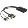 Vaizdo kabelio adapteris DeLOCK 62597 0.25 m HDMI A tipo jungtis, VGA (D-Sub), 3.5 mm ausinių lizdas, USB A tipo jungtis, juodos spalvos