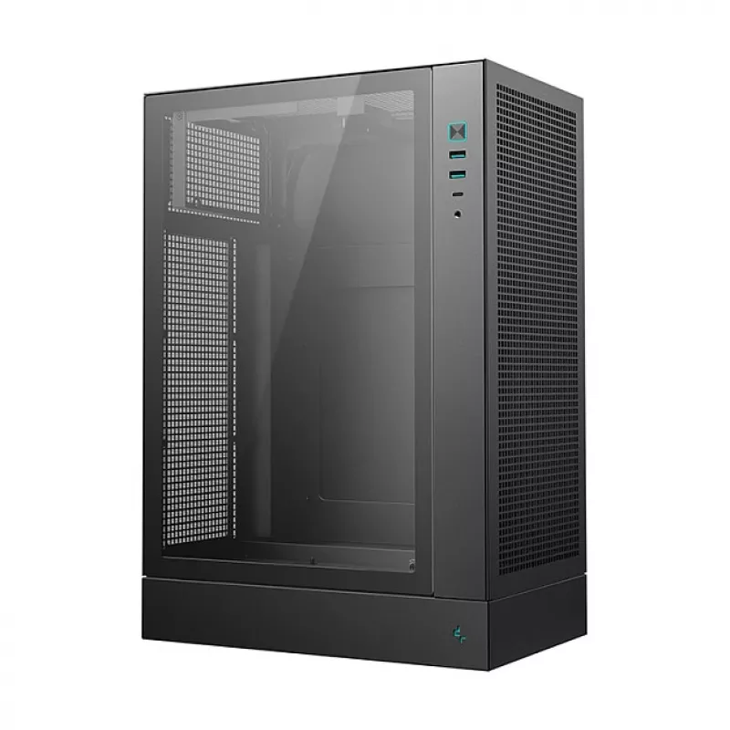 PC korpusas DeepCool CH170 PLUS Tower Juoda — micro-ATX/mini-ITX, grūdintas stiklas, USB-C, viršuje montuojamas PSU