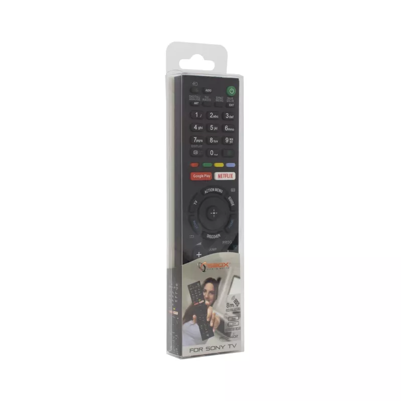 SBOX pakaitinis nuotolinio valdymo pultelis RC-01402, suderinamas su Sony televizoriais – infraraudonųjų spindulių universalus TV pultelis
