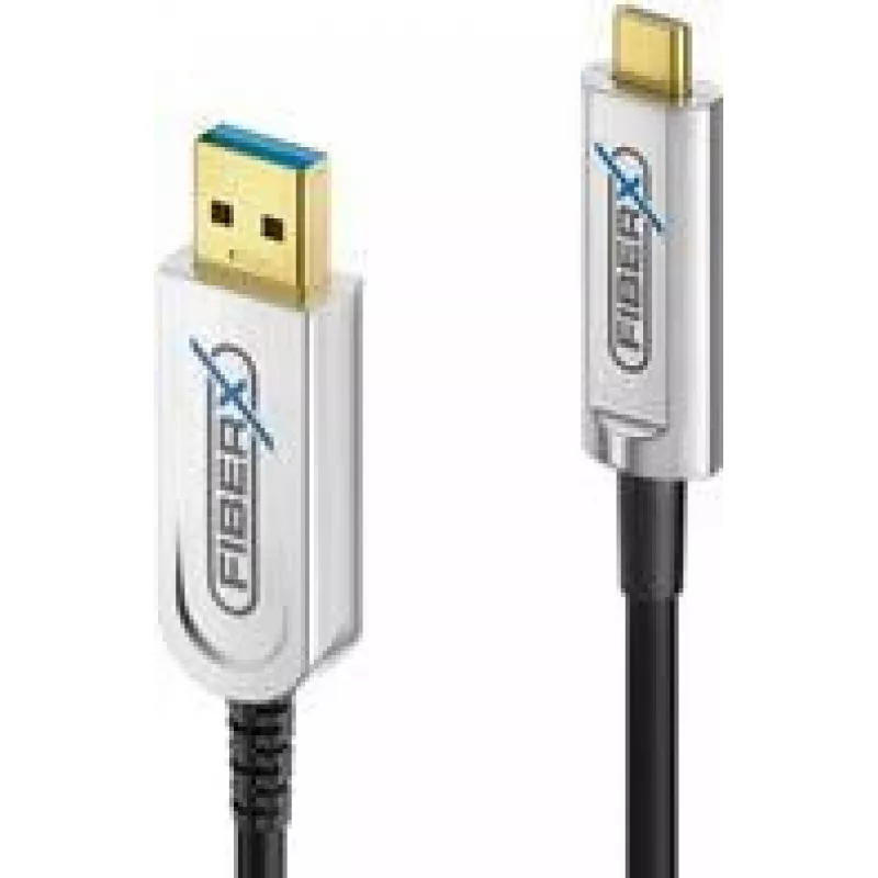 FiberX FX-I630-010 USB laidas 10 m USB 3.2 Gen 1 USB C USB A juoda sidabrinė