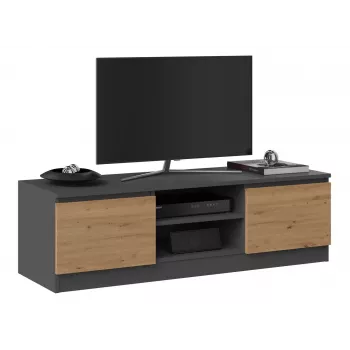 TV staliukas Top e Shop RTV 120 ANTR/ARTIS — 1200×400×360 mm, antracito spalvos viršus ir rėmas, medienos drožlių plokštė, 2 lentynos