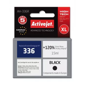 Rašalo kasetė ActiveJet AH-336R suderinama su HP 336, juoda, pigmentinis rašalas, didelio našumo (XL), 15 ml