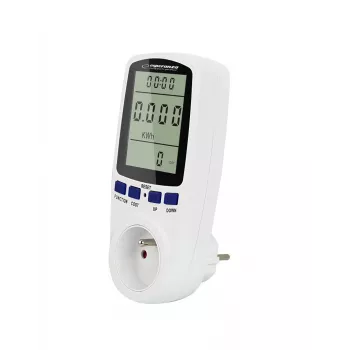Energijos suvartojimo matuoklis ESPERANZA ELA103 su LCD ekranu — 16 A, 3680 W, 230 V, 50–60 Hz