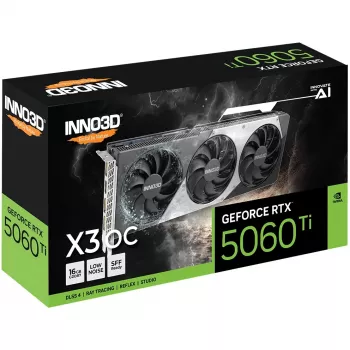 Vaizdo plokštė Inno3D GeForce RTX 5060 Ti — 16 GB GDDR7, PCIe 5.0, 128 bitų, 3x DP 2.1b + HDMI 2.1b