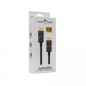 DisplayPort kabelis White Shark MAMBA 2 m – 4K 60Hz, suderinamas su 2.0