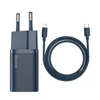 Baseus Super Si maitinimo adapteris su USB-C į Lightning laidu 20W Mėlynas