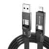 4-in-1 kabelis BlitzWolf BW-HDC7 — USB-C, Lightning, USB-A, Micro-USB 1,2 m 240 W juodas