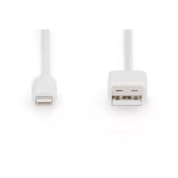 DIGITUS - Lightning kabelis - Lightning (M) į USB (M) - 1,0 m - Dviguba izoliacija - Baltas - Lietas - skirta Apple iPad/iPhone/iPod (Lightning) (DB-600106-010-W)