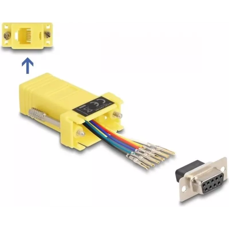 DeLOCK D-Sub 9 kontaktų lizdas į RJ12 lizdą Surinkimo rinkinys geltonas