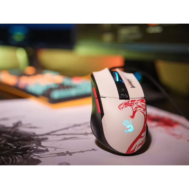 Laidinė žaidimų pelė A4Tech Bloody L65 MAX RGB 16000 DPI ergonomiška dešiniarankė
