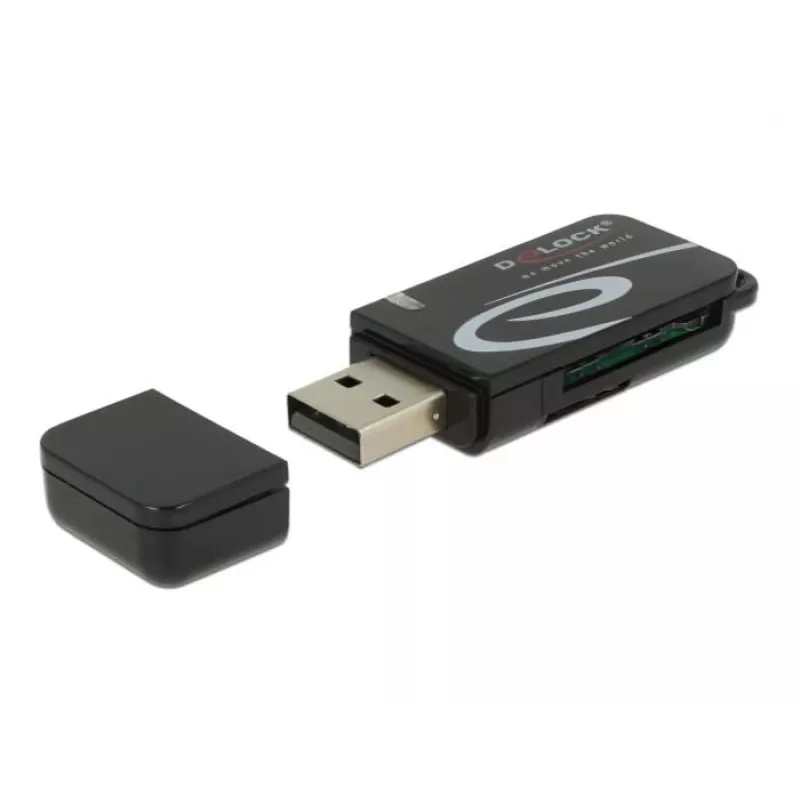 Kortelių skaitytuvas DeLOCK Mini USB 2.0 su SD ir Micro SD lizdu