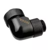 Alphacool Eiszapfen 13mm „HardTube“ įsukama jungtis, 90° pasukama, G1/4 - kampinė suspaudimo jungtis skysčio aušinimo sistemai - tamsiai juoda