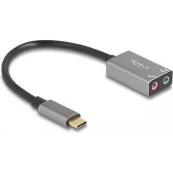 Išorinė USB garso plokštė DELOCK 67071 — 16 bitų, 48 kHz, 3,5 mm ausinės, aliuminio korpusas, 0,15 m laidas