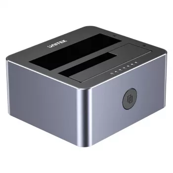 Dokų stotelė Unitek 51642 2,5 col./3,5 col. SATA diskams, USB-C 10 Gbps, 2 lizdai, aliuminio