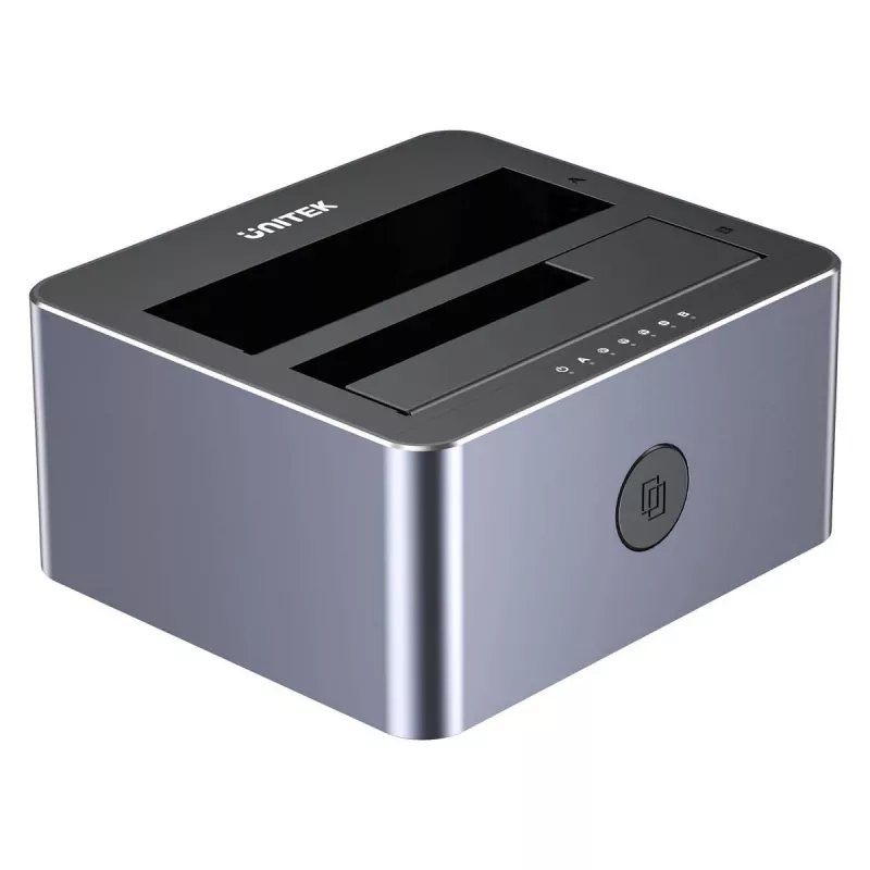 Dokų stotelė Unitek 51642 2,5 col./3,5 col. SATA diskams, USB-C 10 Gbps, 2 lizdai, aliuminio
