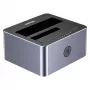 Dokų stotelė Unitek 51642 2,5 col./3,5 col. SATA diskams, USB-C 10 Gbps, 2 lizdai, aliuminio