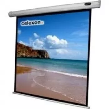 CELEXON Screen Motor Economy 240x240 cm su valdymo dėžute ir IR nuotolinio valdymo pulteliu, juodu rėmeliu ir juoda galine puse, stiprinimo koeficientas 1.2 (1090068)