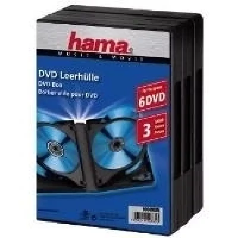 Hama DVD dėžutė 6, juoda, pakuotė – 3 vnt. 6 diskams