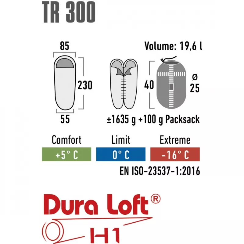 Miegmaišis TR 300 (tamsiai raudona/pilka)