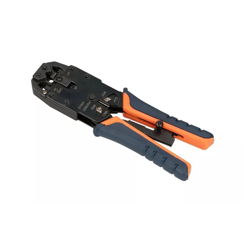 Extralink RJ45 užspaudimo įrankis 4P+6P+8P su reketu moduliniams kištukams, 1 vnt.